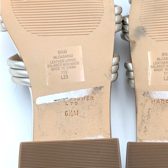 Marc Fisher LTD Casara Slide Sandal Women's Square Toe Gold Size US6.5M EU37 - Picture 9 of 10